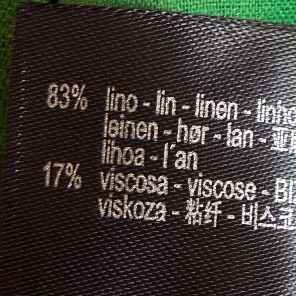 NWT. Zara Green Viscose/Linen Blend Embroidered Trousers. Size M.